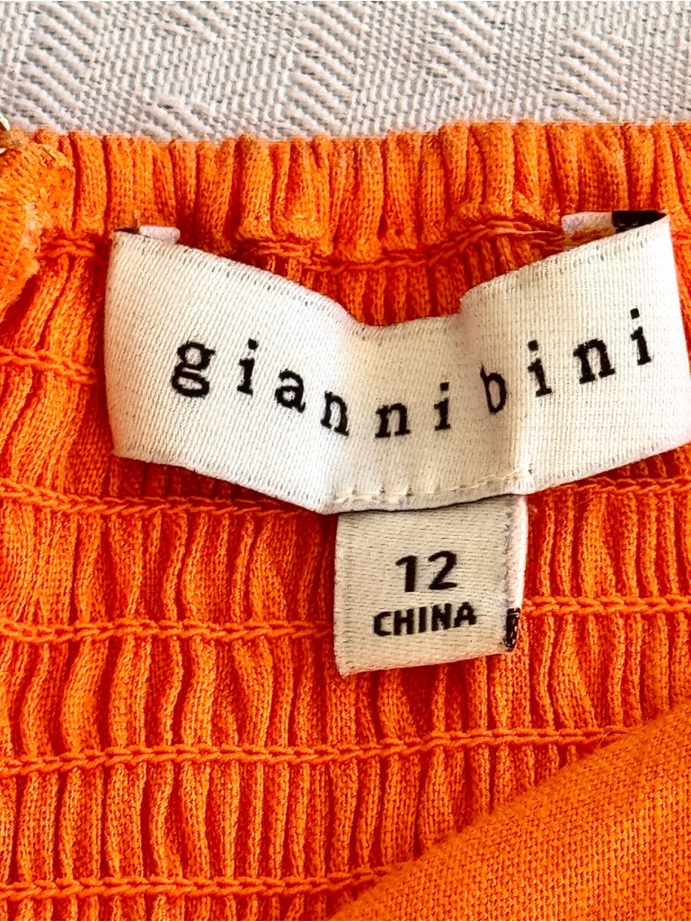 Gianni Bini Orange Linen Blend Babydoll Dress Puff Sleeve Cottagecore 12 - Picture 3 of 16